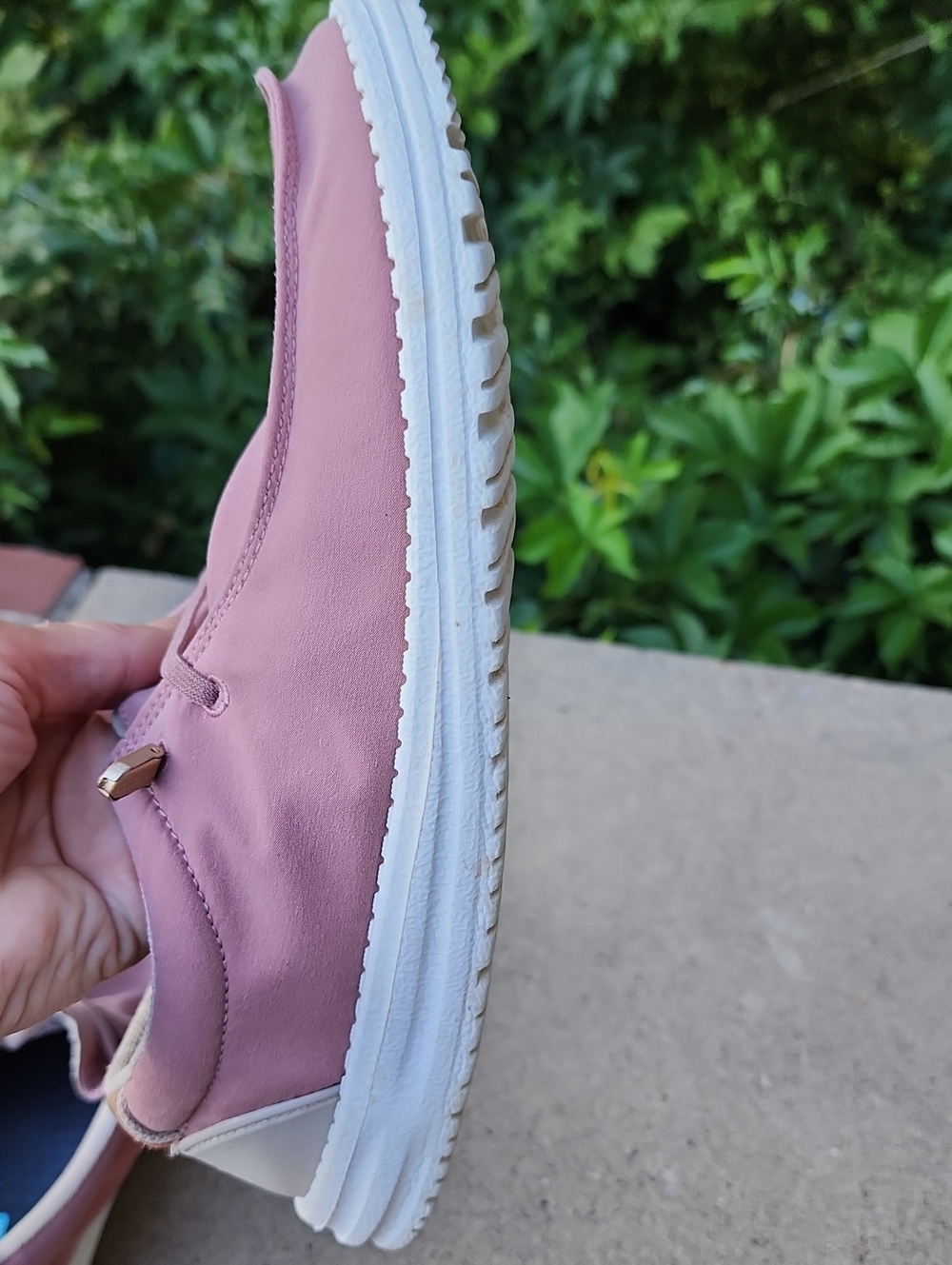 Womens Hey Dude Pink and Gold Slip-On Casual Sneakers - Picture 13 of 17
